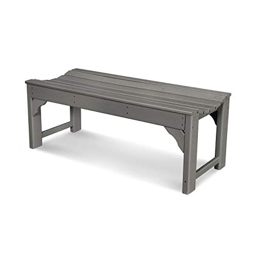 POLYWOOD Traditional Garden Bench, Slate Grey Outdoor