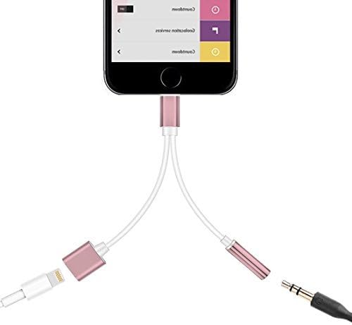 iPhone 7 adapter, 2 in 1 Lightning cable Dual iPhone charger (Rose Gold)