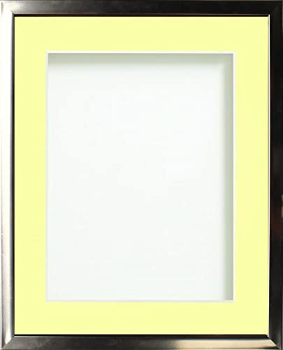 Frame Company Drayton Range Chrome Effect Photo Frame with Lemon Bon Bon Mount, 7x5 for image size 5x3 inch
