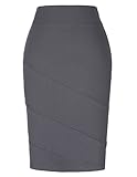 Kate Kasin Elastic Vintage Cotton Gray Retro Wear To Work Pencil Skirt M KK269-2