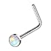 20G Opal Set Flat Top PVD Over 316L Surgical Steel L bend Nose (synthetic opal) Stud RingsChoose Color!