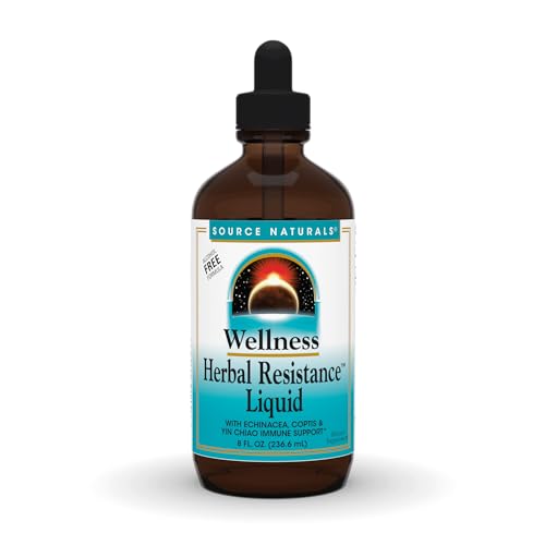 Source Naturals Wellness Herbal Resistance Liquid - Immune System Support with Echinacea, Coptis & Yin Chiao - 8 Fluid oz