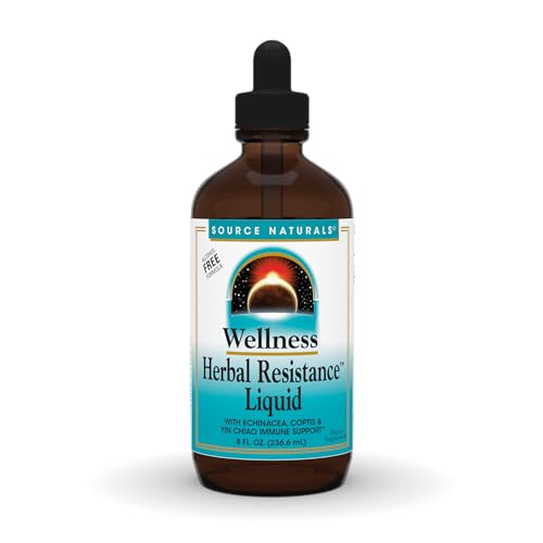 source naturals wellness herbal resistance liquid - immune system support with echinacea, coptis & yin chiao - 8 fluid oz