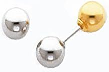 Earrings - 5mm Ball Reversible 14k Yellow and White Gold Two-tone