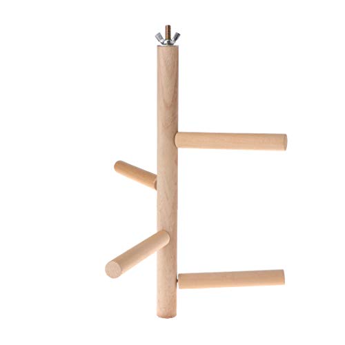 Oranmay Parrot Perch 4 Layer Stages Toys Natural Wood Rotating Ladder Bird Parakeet Cage