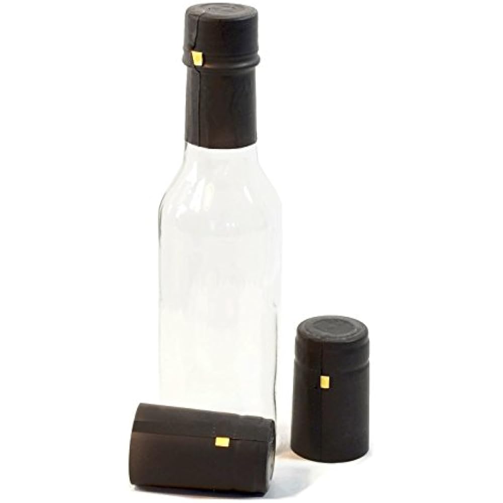 Shrink Decorative Bottles Capsules 5oz Woozy Bottles, Black Pack 30