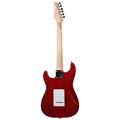 Z ZTDM Full Size Rosewood Fingerboard Electric Guitar with Gigbag Strap Amp Wire Tremolo Arm Cord for Adult Student Beginner Sunset Red