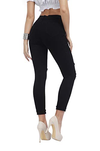 Women's Hight Waisted Butt Lift Stretch Ripped Skinny Jeans Distressed Denim Pants