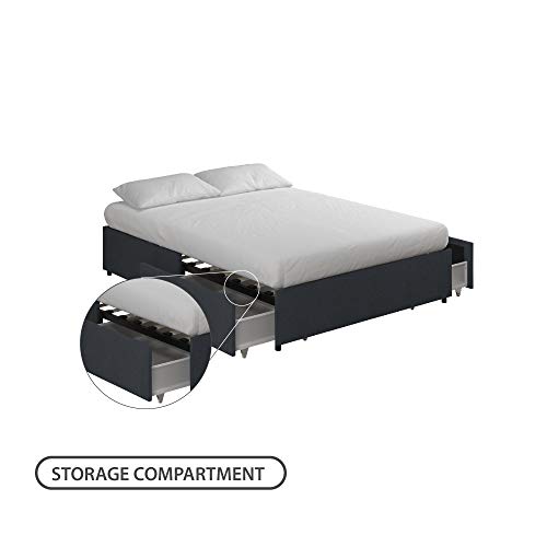 REALROOMS Alden Platform Bed with Storage Drawers, Full Size Frame