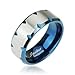 STR-0105 Stainless Steel Ring With Blue Ion Plated Fcceted Edge Accent