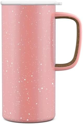 Ello Campy Vacuum Insulated Travel Mug with Leak-Proof Slider Lid and Comfy Carry Handle, Perfect for Coffee or Tea, BPA Free, Georgia Peach, 18oz Image
