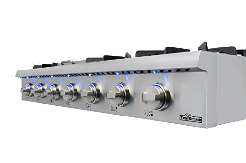 Thor Kitchen 48" Stainless Steel Gas Rangetop Cover Gas Stove Top Cooker Cooktops with with 6 Sealed Burners and Griddle- 2-years-warranty - with LP Conversion Kit - Thumbnail 3