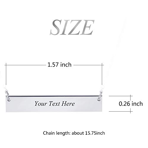 Caramel Sweet Life Personalized Stainless Steel Horizontal Bar Necklace Pendant 5 Colors with Chain (Black) - Thumbnail 2