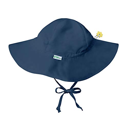 i play. by green sprouts baby-girls Brim Sun Protection Hat | All-day Upf 50+ Sun Protection for Head, Neck, & Eyes,Navy,0-6 Months