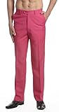 CONCITOR Men's Dress Pants Trousers Flat Front Slacks Solid HOT PINK Color