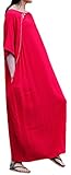 Soojun Women's Elegant Chinese Retro Cotton Linen Maxi Dresses with Belt,Red,One Size