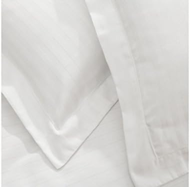 Myra Home Collection 2 Piece Euro Shams 400 Thread Count 100% Egyptian Cotton Solid Pattern 26 x 26 Inch (66cm x 66cm) Pillow Cases White Stripe