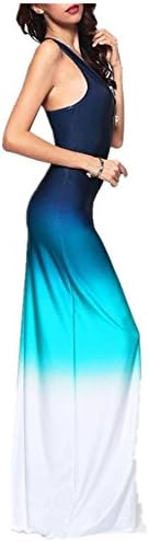 Vrose Flosi Fashion Women Gradient Color Dress Summer Maxi Beach Dress for Holiday Floor-Length