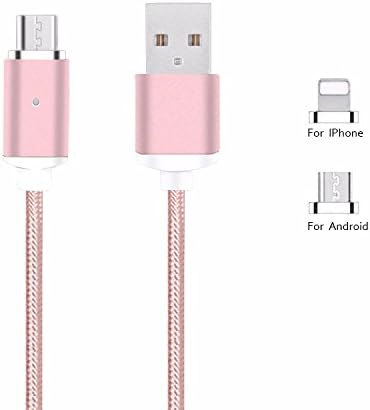 Tellitech Magnetic Detachable Micro USB Lightening Charging and Data Transfer Cable for Android Phone and Tablets Samsung Note Pad [3.1ft Single -Pack Rose Gold]