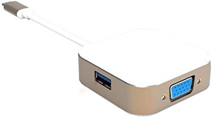 1JUSTLINK USB-C Type-C female USB Female Data Charger to VGA/USB Multiport Adapter Type C Adapter USB-C Hub Box for Macbook Laptop Support Moniter Projector HDTV Gold