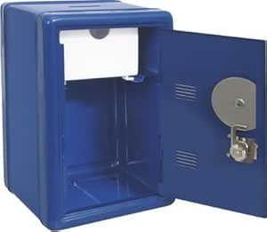 Caja fuerte azul hucha con llave y combinaci—n. Medidas 12x10x18cm: Amazon.es: Hogar