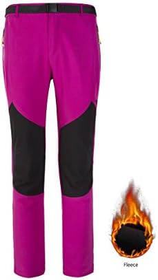 Women Water repellent Pants Windproof Fleece Hiking Skiing Pants Rose 3XL