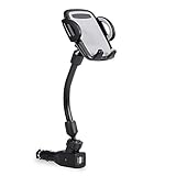 Amoner Upgraded Car Phone Holder, Cigarette Lighter Universal Phone Cradle Mount with Dual USB 2.1A Charger for iPhone X 8 7 6 6S Se 5S Samsung Galaxy S9 S8 S7 S6 S5 HTC LG Sony Nexus Motorola More