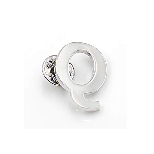 MISSU JEWELLRY Silver 26 Alphabet Letters Collar Pins Monogram Collar Brooches Business Suit Lapel Pin Badge (Q)