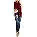 Moilant Women T Shirts Color-Block Sleeves Tops Loose O-Neck Blouse Tunics Redthumb 1