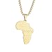 SENTERIA African Map Pendant Necklace 26inch Long Chain Titanium Stainless Steel 18k Gold Necklace for Men Real Gold Pendant & Chain Hip Hop Jewelry