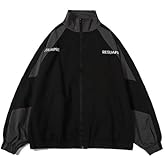 Pbkabiug Vintage Women Jackets Hip Hop Style Patchwork Windbreak Unisex Streetwear Lightweight Jackets Bomber Jackets