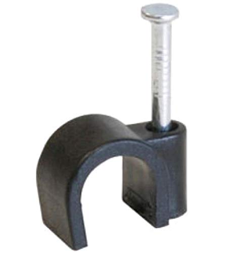 RosenetSys 5mm BLACK Round Cable Clips (for network cable, cat5e) Outdoor Use - 100 PACK