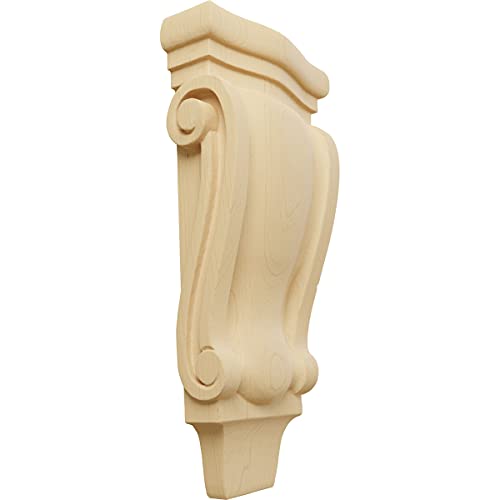 Ekena Millwork CORW05X02X10PTAL Small Traditional Pilaster Wood Corbels, 4 3/4"…