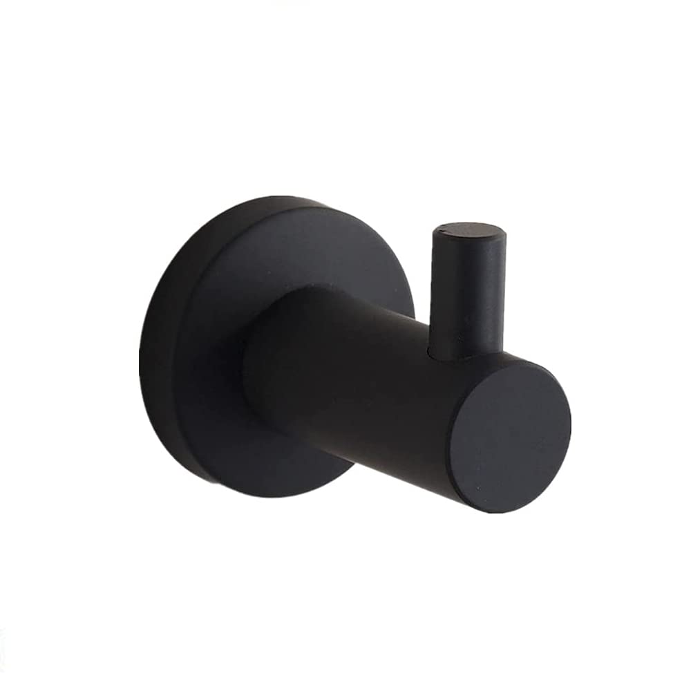 WOMAO Matte Black Towel Hook, Round Hook Bathroom Robe Hook Hanging Coat Hat Hook wall mounted with SUS 304 Stainless