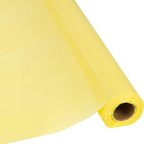 Schorin Plastic Party Banquet Table Cover Roll - 300 ft. x 40 in. - Disposable Tablecloth (Yellow)