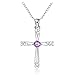 Majesto Amethyst Cross Pendant Inspirational Necklace for Women Teen Girls Prime Gift 18K White Gold Plated