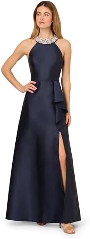 adrianna papell one shoulder chiffon dress One Shoulder Floral Chiffon Draped Gown In Blue Multi