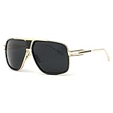 AEVOGUE Aviator Sunglasses For Men Goggle Alloy Frame Brand Designer AE0336 (Gold&Black, 62)