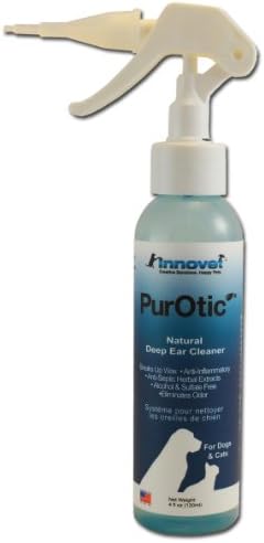 Innovet Pet Products PurOtic Natural Ear Cleaner for Dogs and Cats with Silicone Applicator