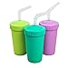 Re-Play Made in USA 10 Oz. Straw Cups for Toddlers, Pack of 3 - Reusable Kids Cups with Straws and Lids, Dishwasher/Microwave Safe - Toddler Cups with Straws 3.13