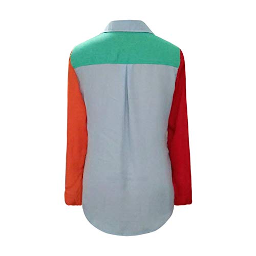 image for GOVOW Autumn Womens Casual Long Sleeve color block striped tunic tee B