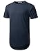 URBANCREWS Mens Hipster Hip Hop Cotton Elong Crewneck T-Shirt NAVY LARGE
