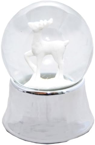 20026 snowglobe deer looking straight silver base 65mm diameter