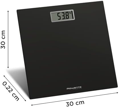 Rowenta bs1400 premiss - balança de banheiro com display lcd, design fino, 2cm de altura, até 150kg e precisão de 100g, liga e desliga automática, preto