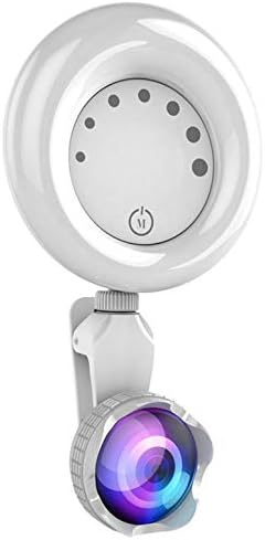 WQ32 Beauty Touch Sensor APP Control Selfie Clip Flash Fill Light with HD 4K Wide Angle/20X Macro Lens for Live Stream(White)