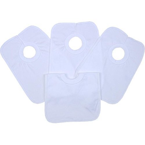 *Multibuy* Pack of 12 White Cotton Popover Bibs