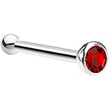 Body Candy Stainless Steel 1.7mm Dark Red Nose Bone Created with Swarovski Crystals 20 Gauge 1/4