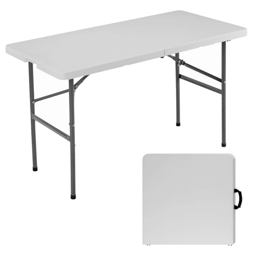 Simple Deluxe Foldable Table - Heavy Duty Portable Plastic Top & Steel Legs, Bu…