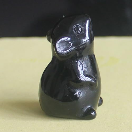 Gemstone Mouse Figurine Black Obsidian