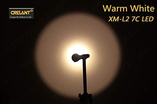 CRELANT Tactical Torch Flashlight XM-L2 CREE Stepless Dimming Light Tail Switch-Waterproof Rating IPX-8-Tempered Glass Lens (Warm White)